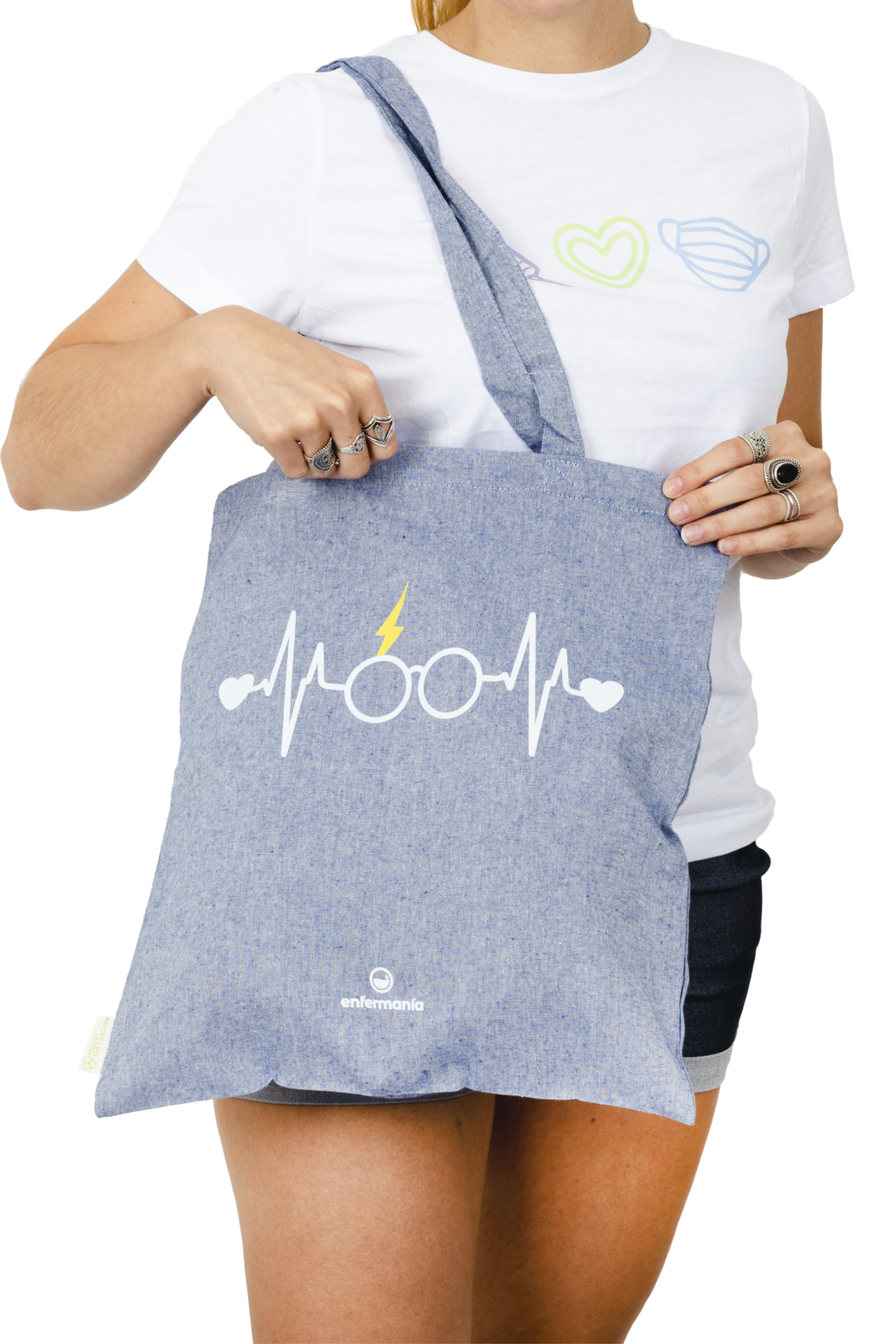 Enfermania Bolsas Tote bag bleu bicolore coton recyclé