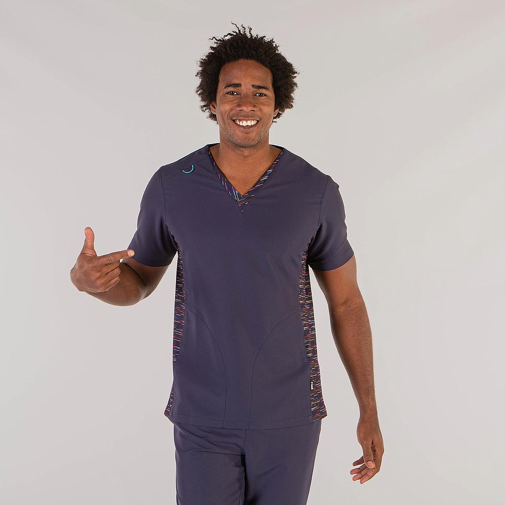 Gary's Ander blouse homme marine microfibre col V