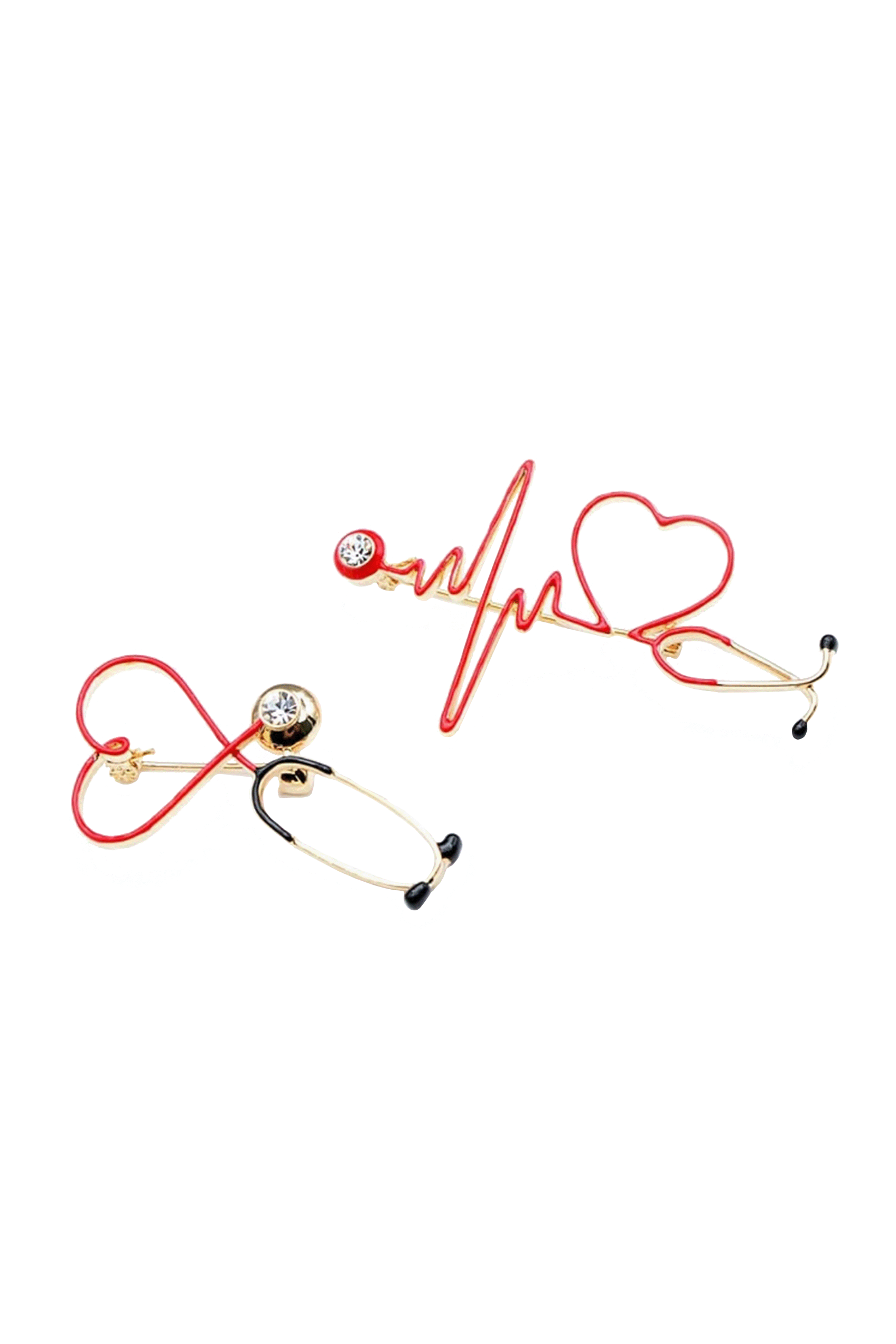 Enfermania Regalos broche ECG rouge coeur emaille