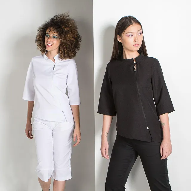 Gary's Blouses tunique femme zip latéral col mao noire