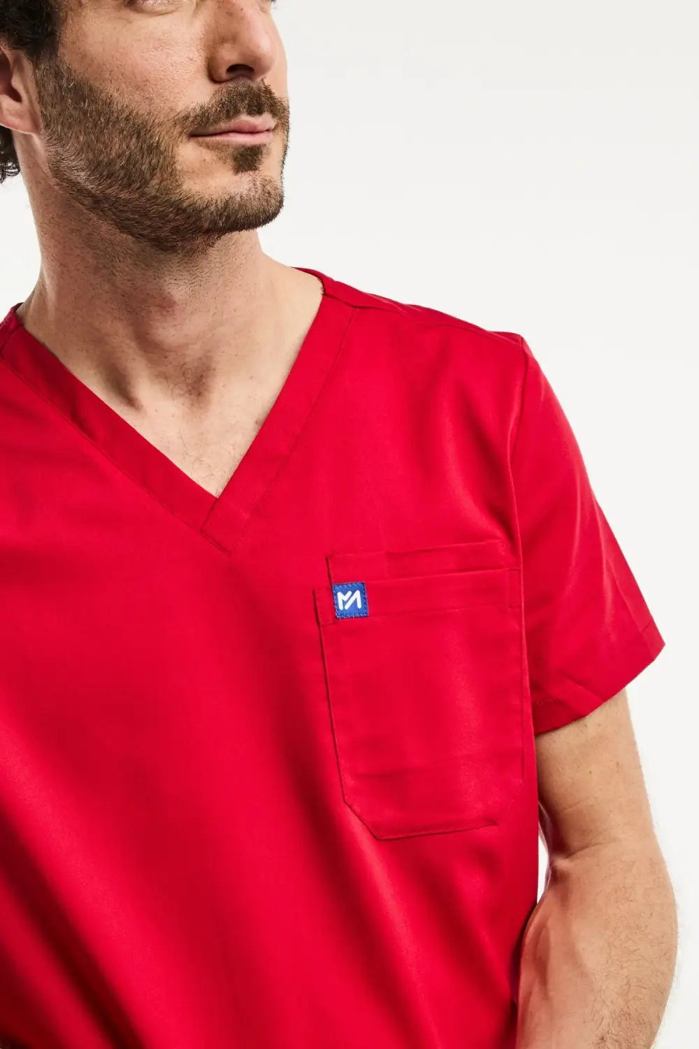 Aelin LUCA tunique médicale homme rouge col V