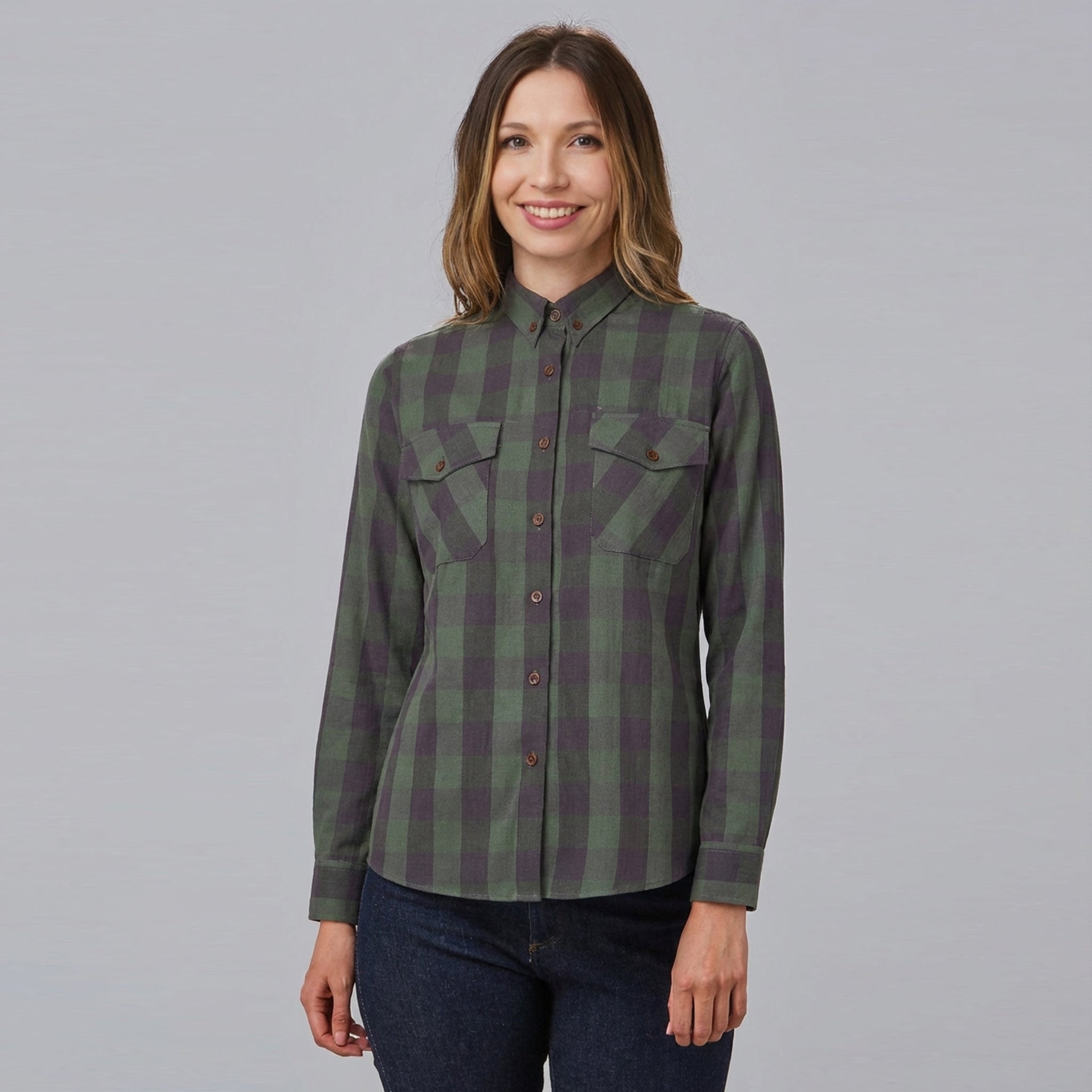 Gary's Alice chemise femme carreaux céleste-marine coton