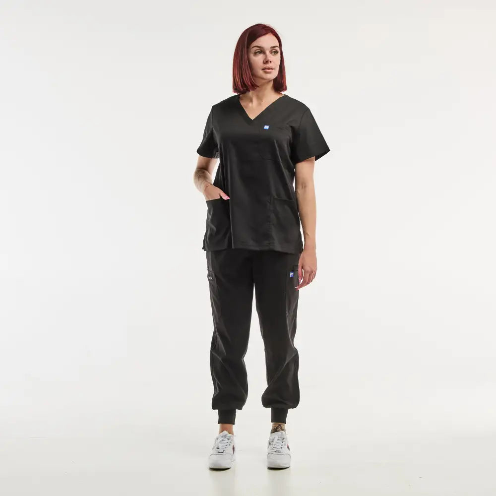 Aelin EMMA Jogger tenue médicale femme noir poches