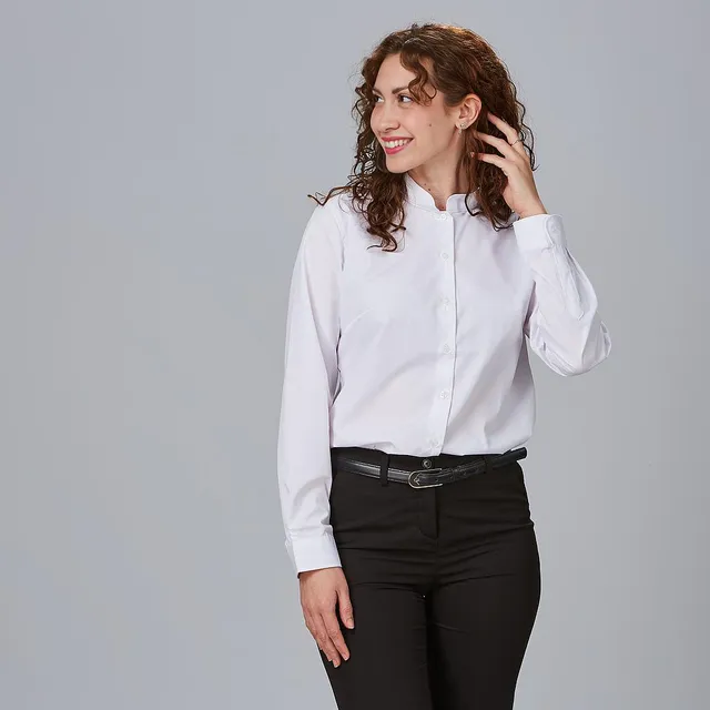 Gary's blouse femme col mao noir manches longues à poche