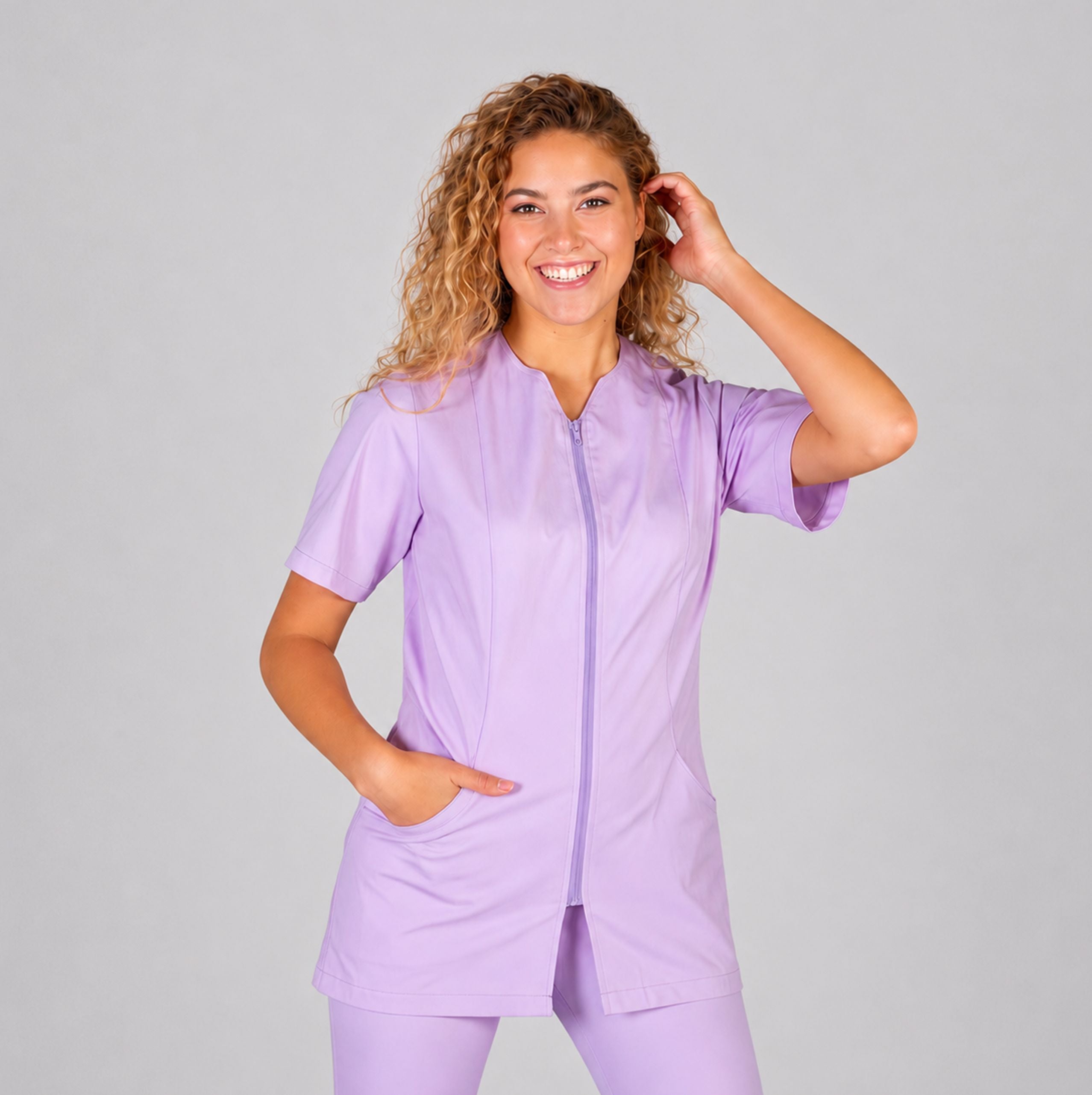 Gary's Sicilia Blouse Médicale Zip Blanc Twill