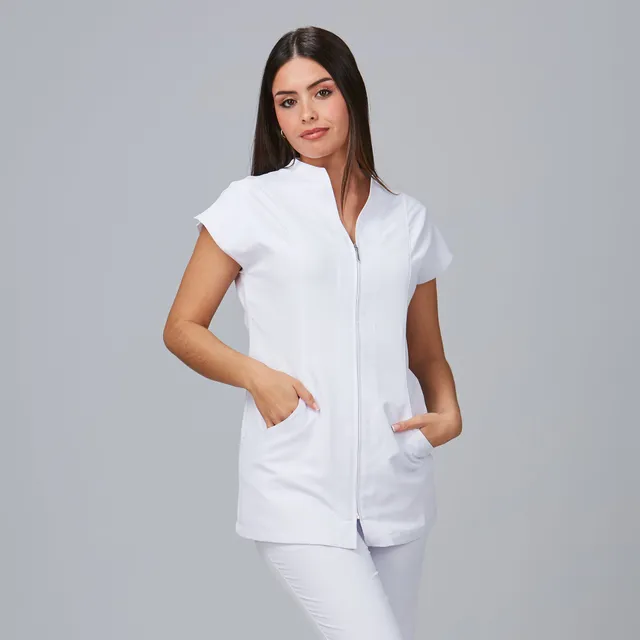 Gary's Corcega Blouse Médicale Femme Blanc Microfibre