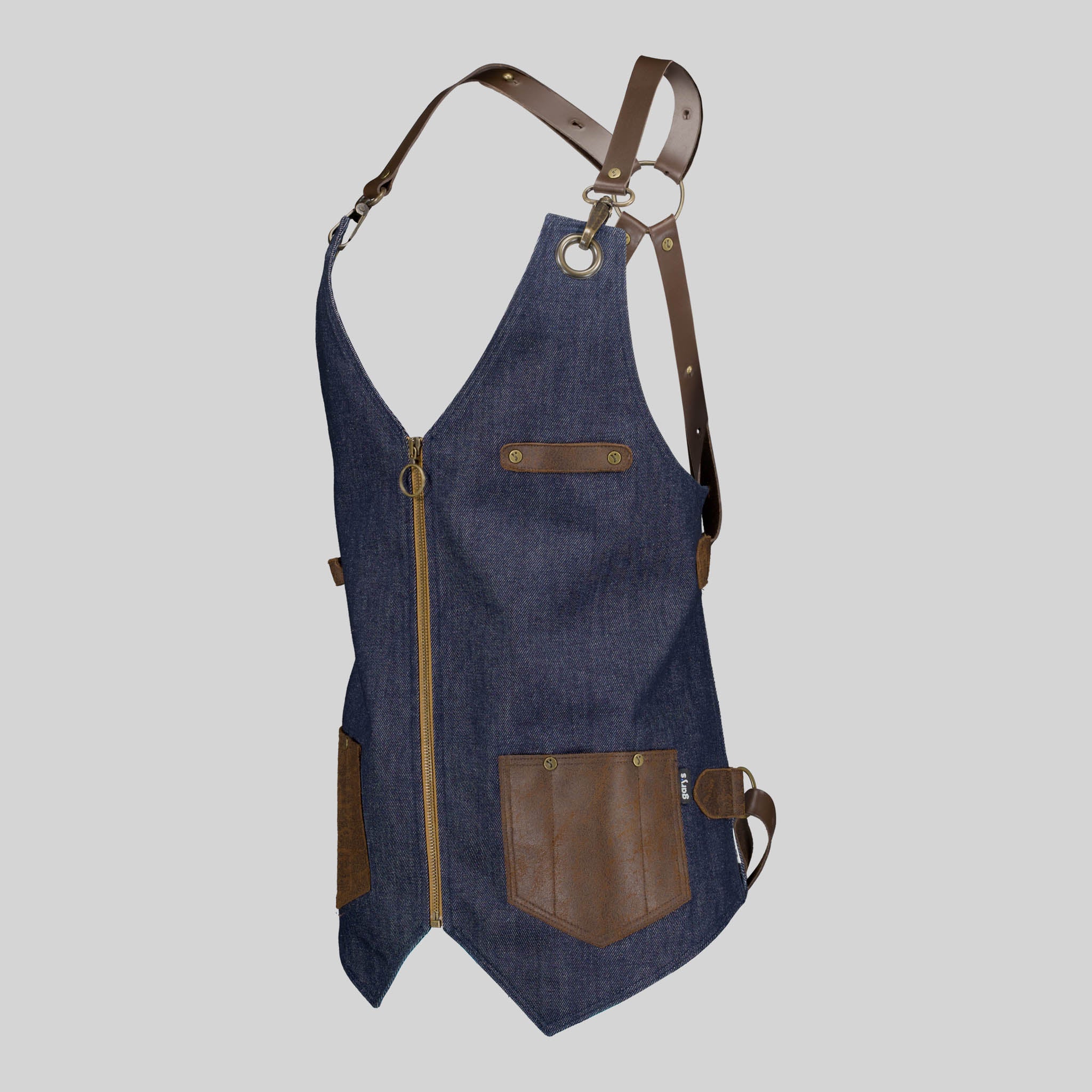 GARY'S Kurume Gilet de Travail Marine - Denim et Cuir
