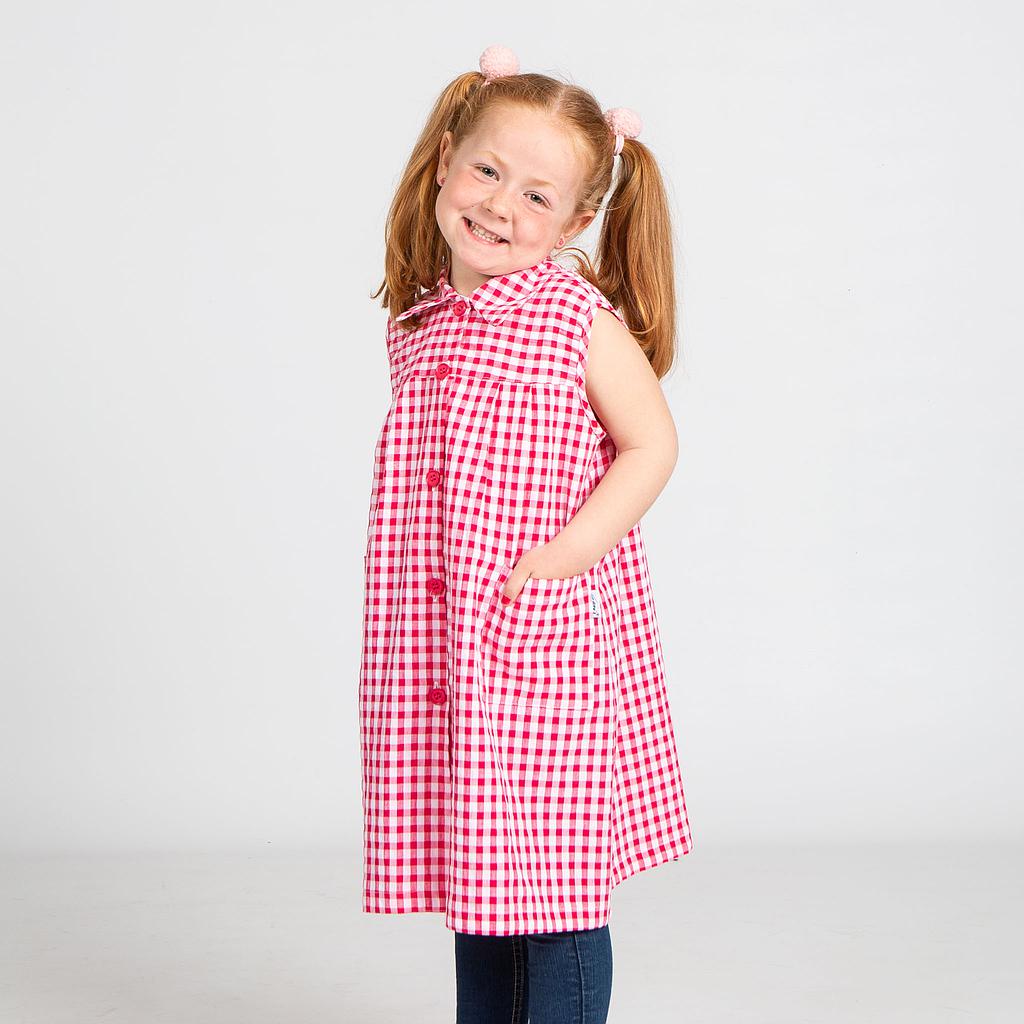 Gary's Children tablier école sans manches vichy fuchsia