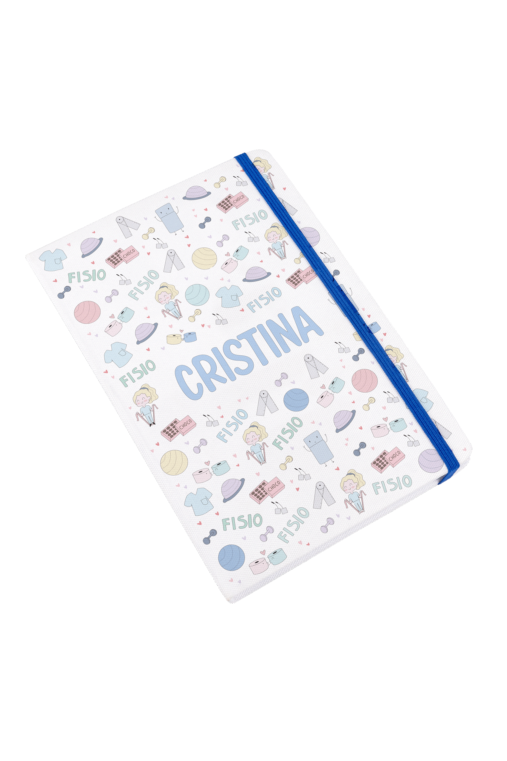 Enfermania Fisio Pastel carnet A5 ligné élastique bleu