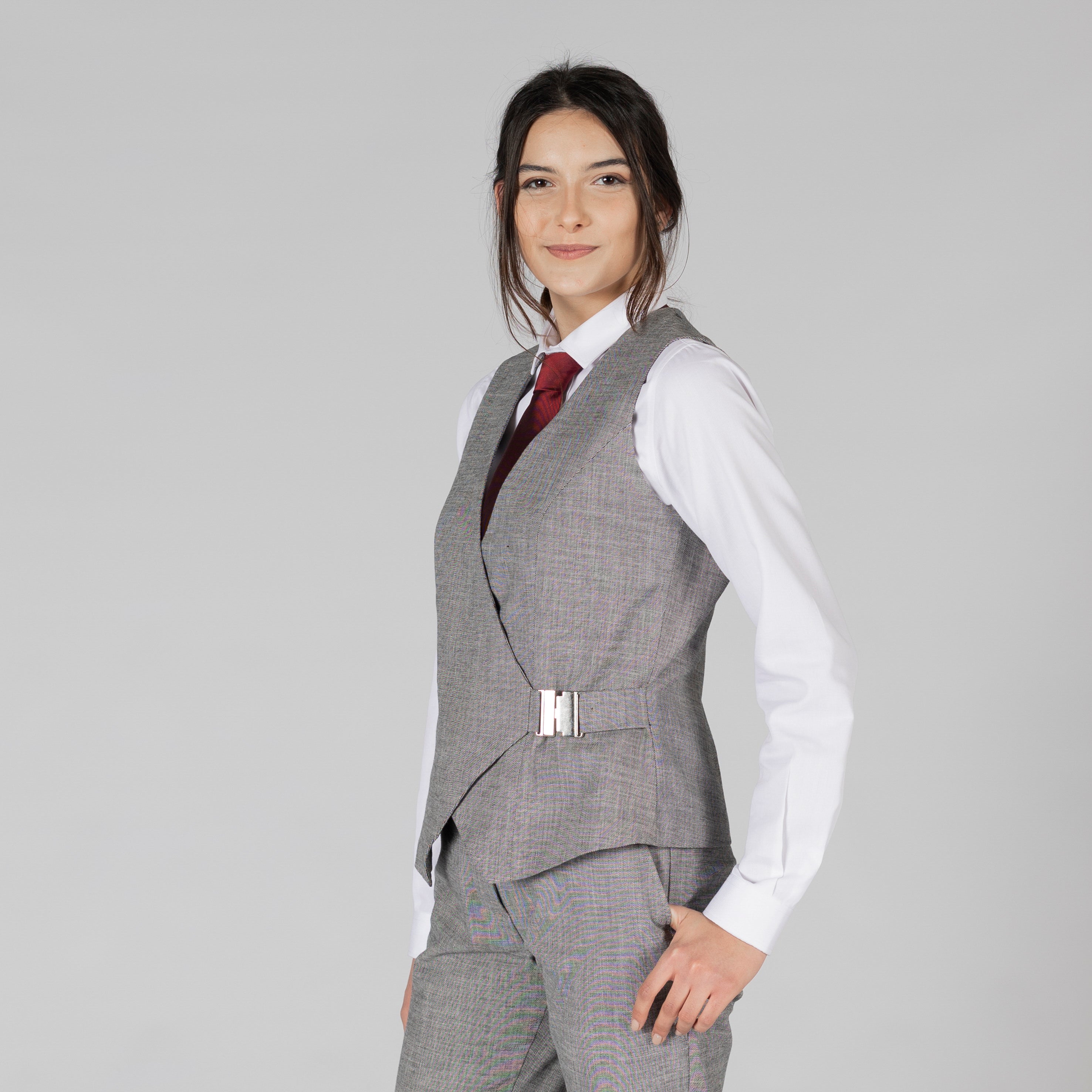 Gary's Cheviot Gilet de Travail Femme Gris Boucle
