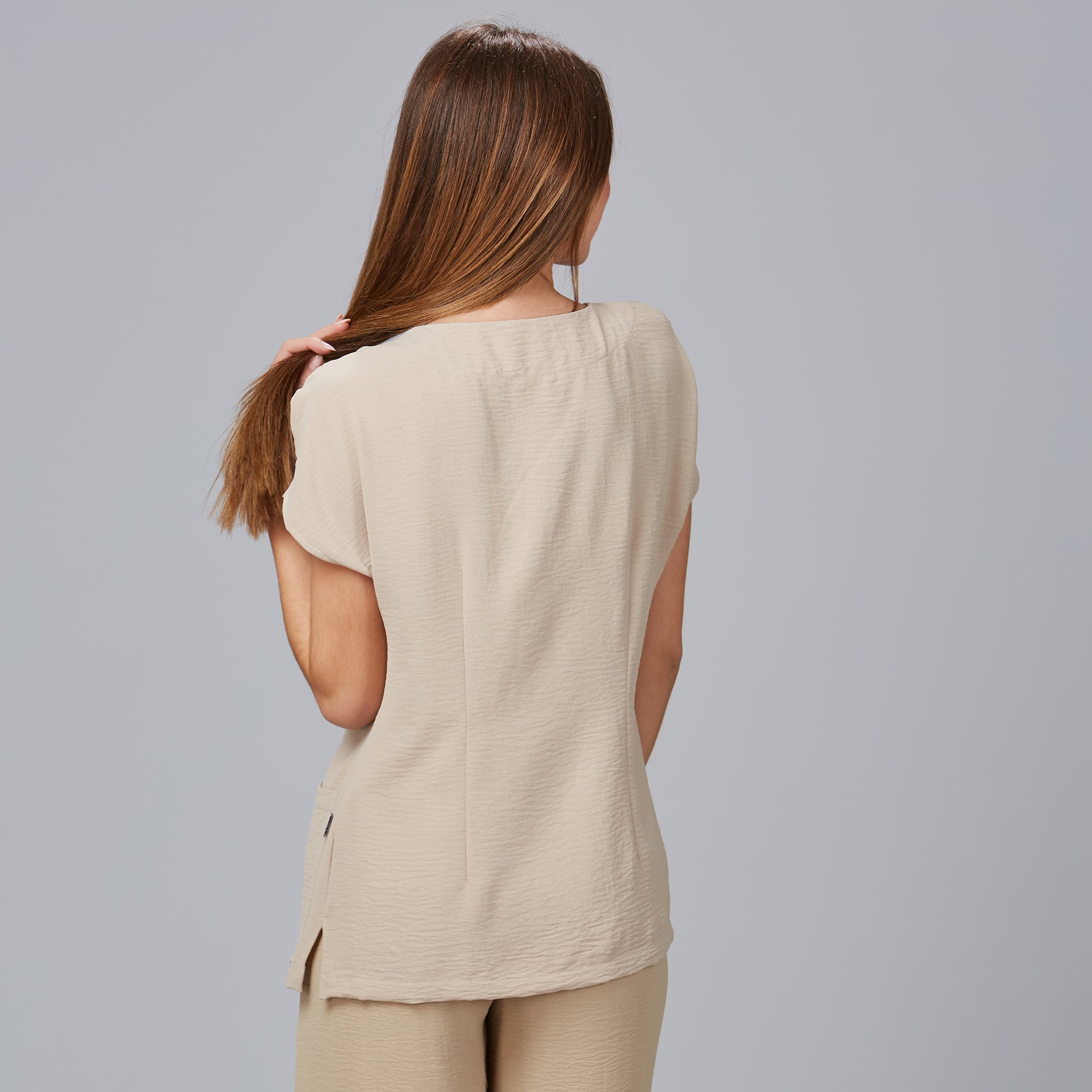 Gary's Pimpinela Blouse Femme Beige Manches Courtes
