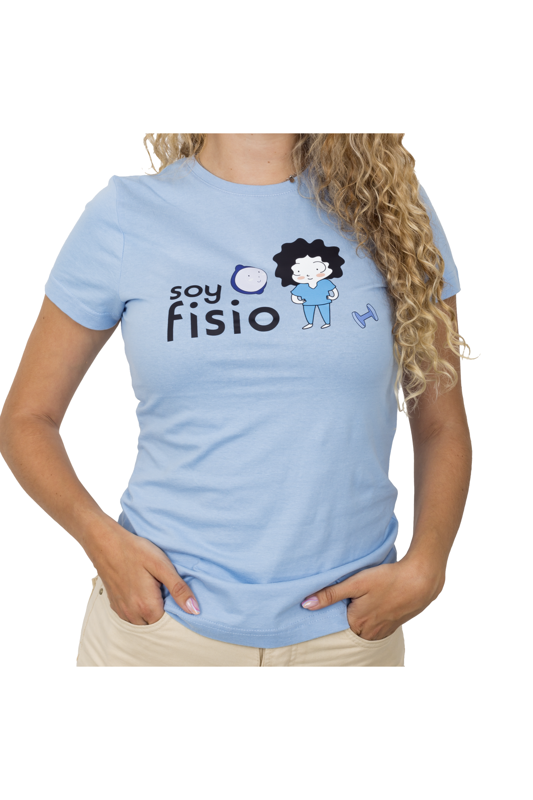 Enfermania Ropa T-shirt femme coton bleu clair M