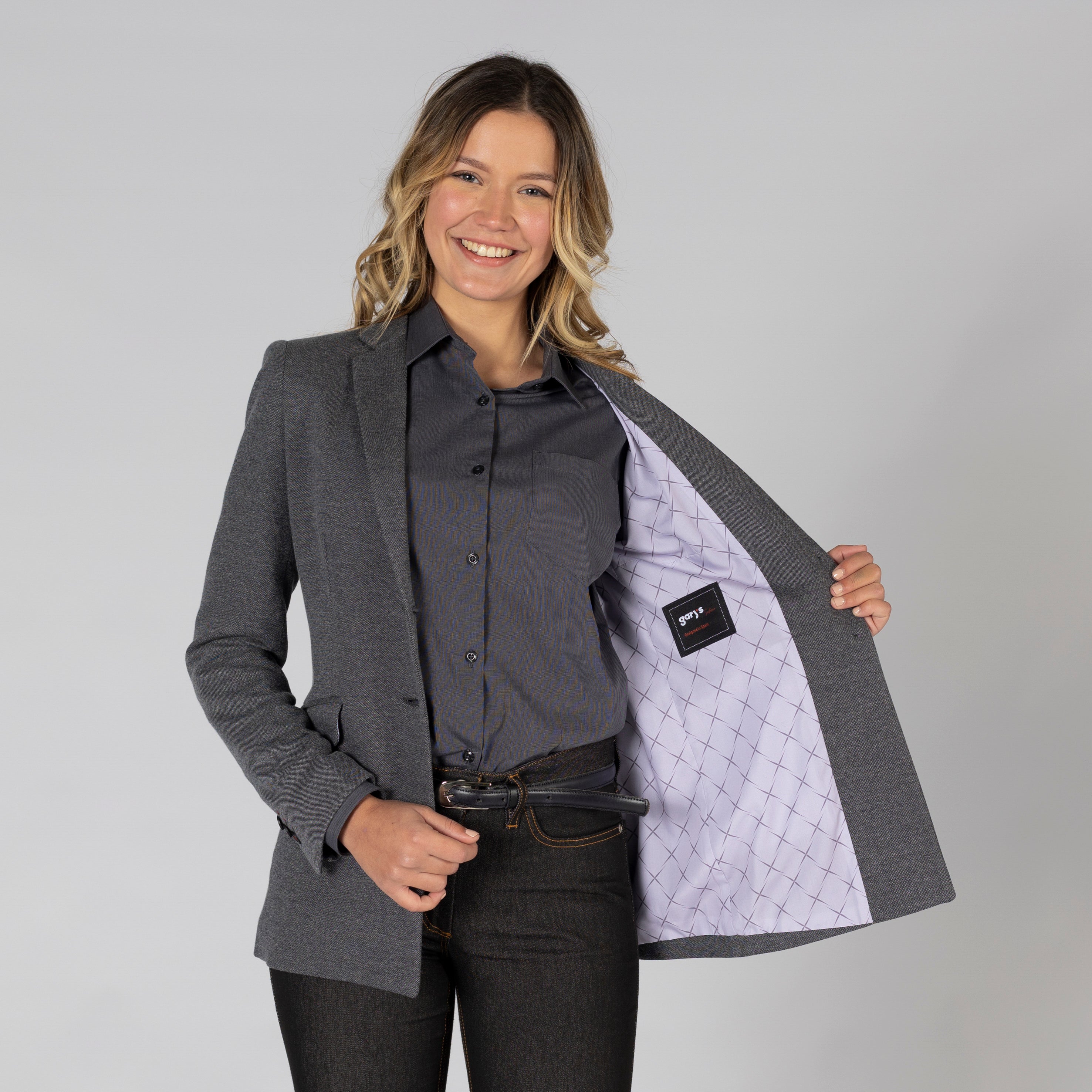 Gary's Blazer Woman 2 Buttons veste tailleur gris marengo