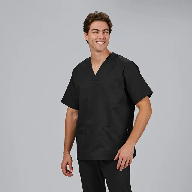 GARY'S Blouse tunique médicale col V noire manches courtes