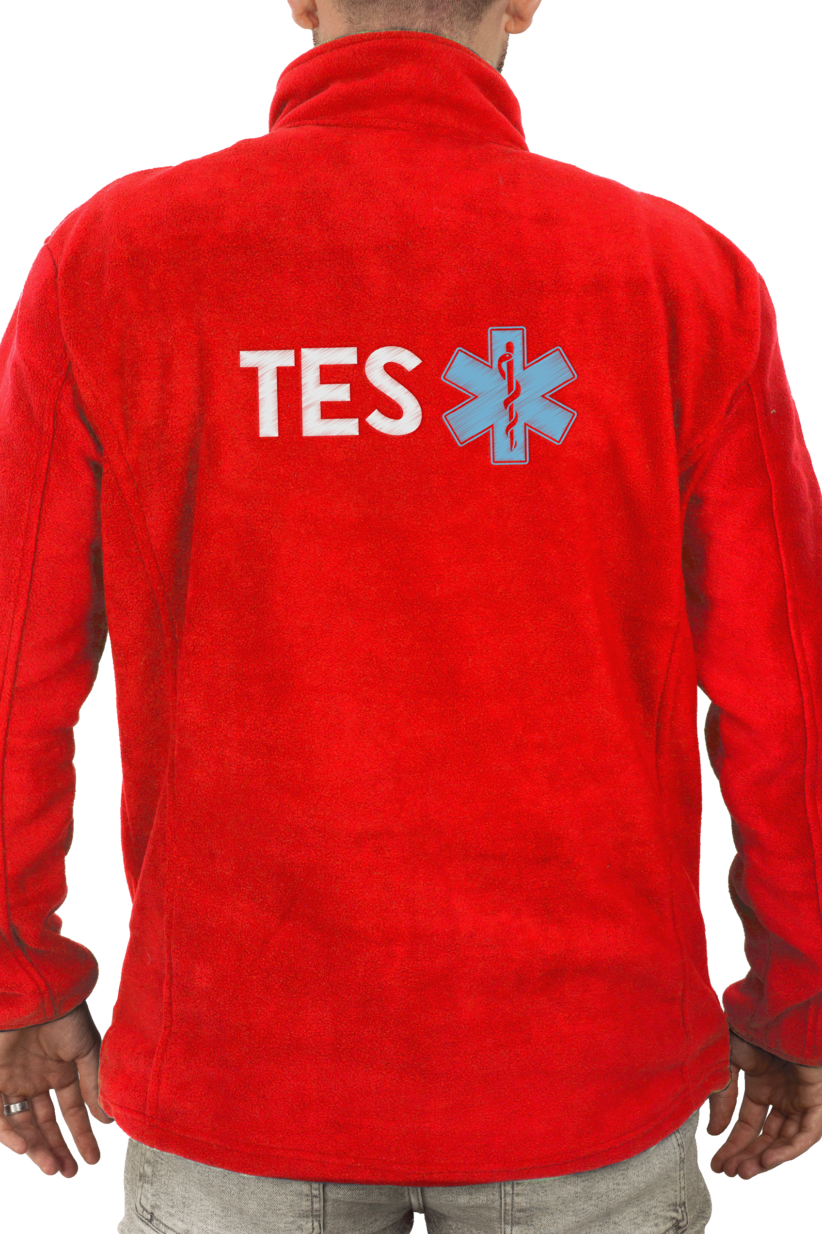 Enfermania Ropa T.E.S veste polaire homme rouge personnalisé