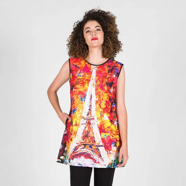 GARY'S Dresses robe Tulipan femme sans manches tour Eiffel