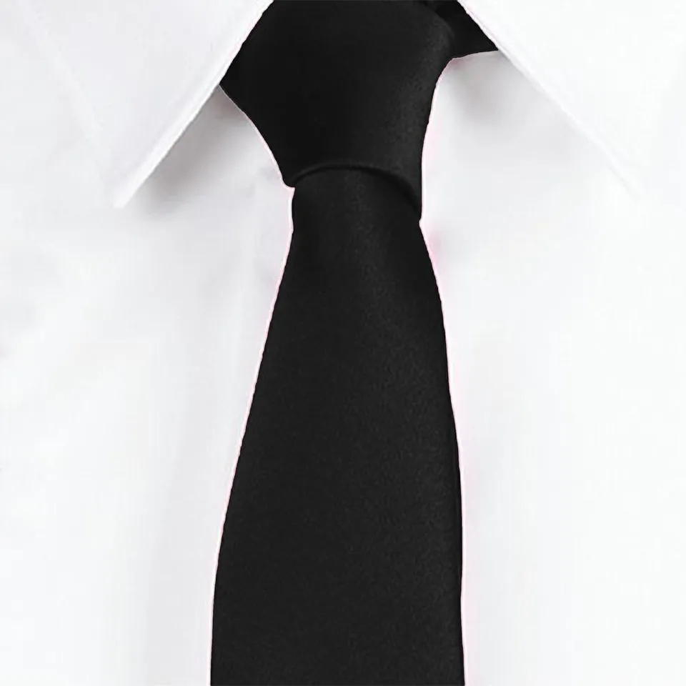 Gary's Add-Ons Cravate fine noire satin à nouer