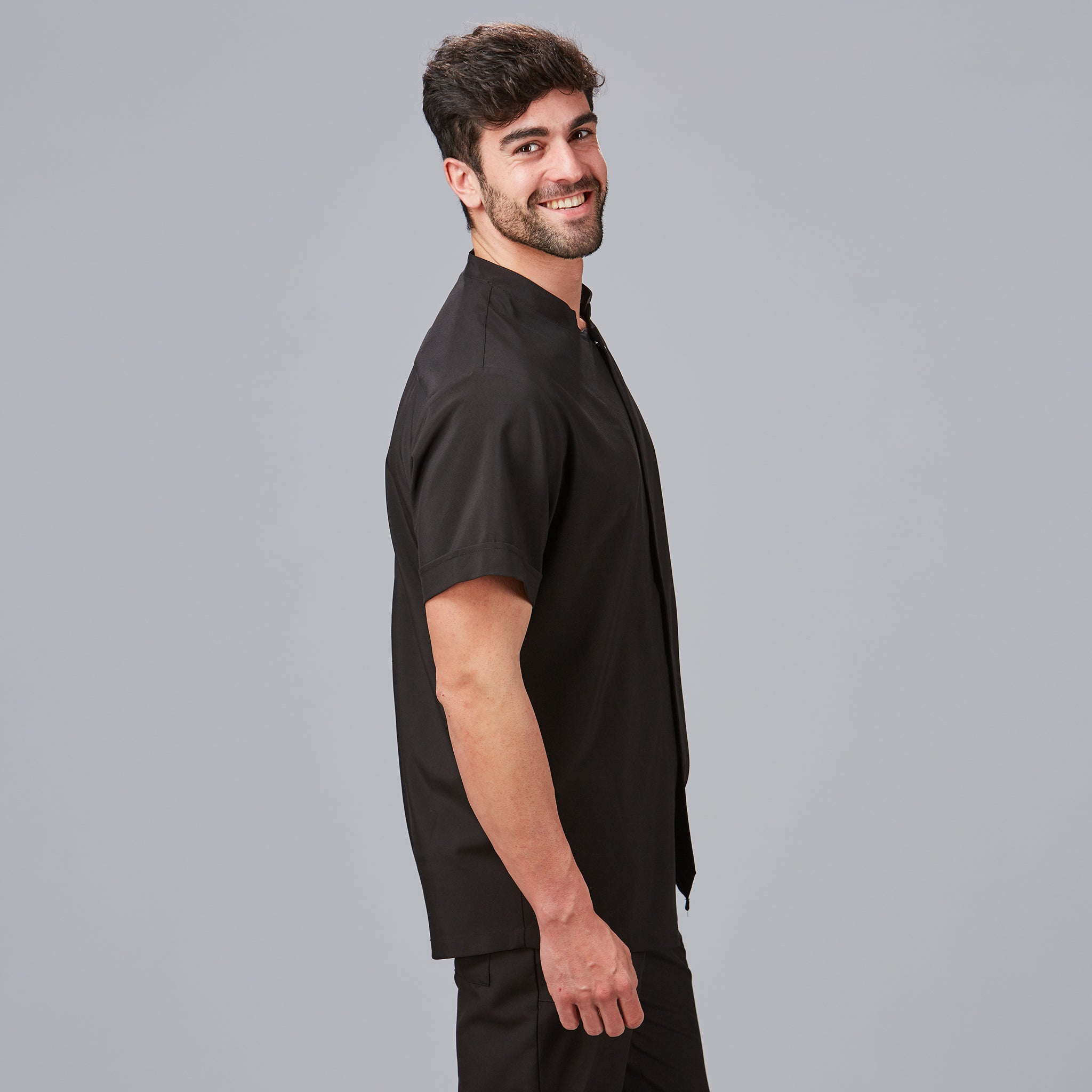 GARY'S Beleño veste homme noire microfibre manches courtes