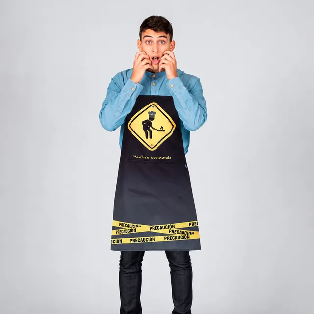 Gary's Aprons tablier bavette Danger imprimé poche
