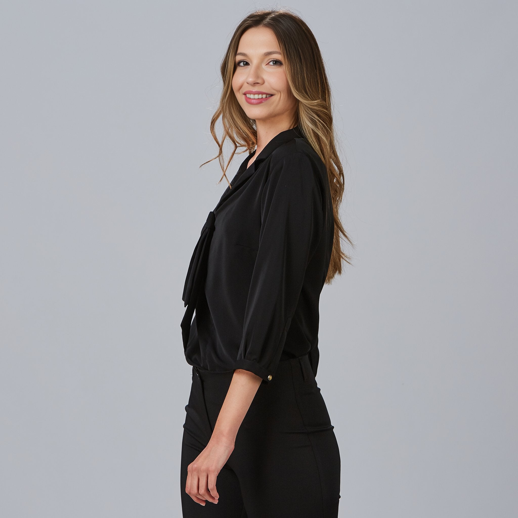 GARY'S Flavia chemisier blouse femme col lavallière stretch