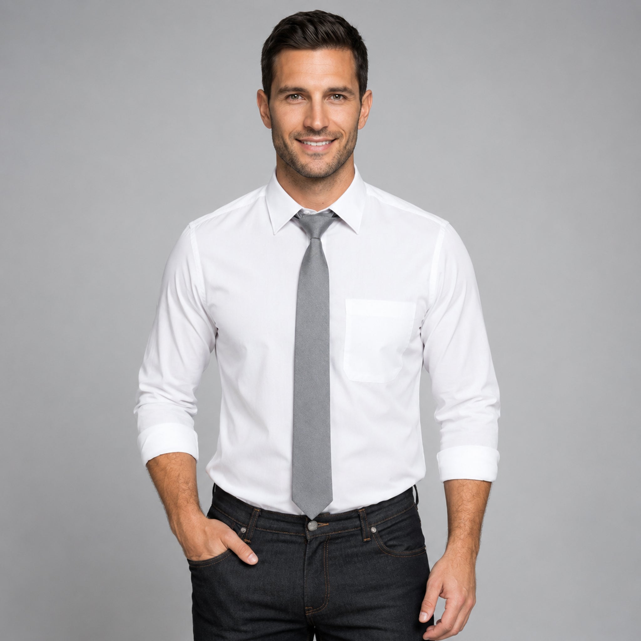 Gary's Cravate Slim Denim Noire Nœud Fixe Taille Unique