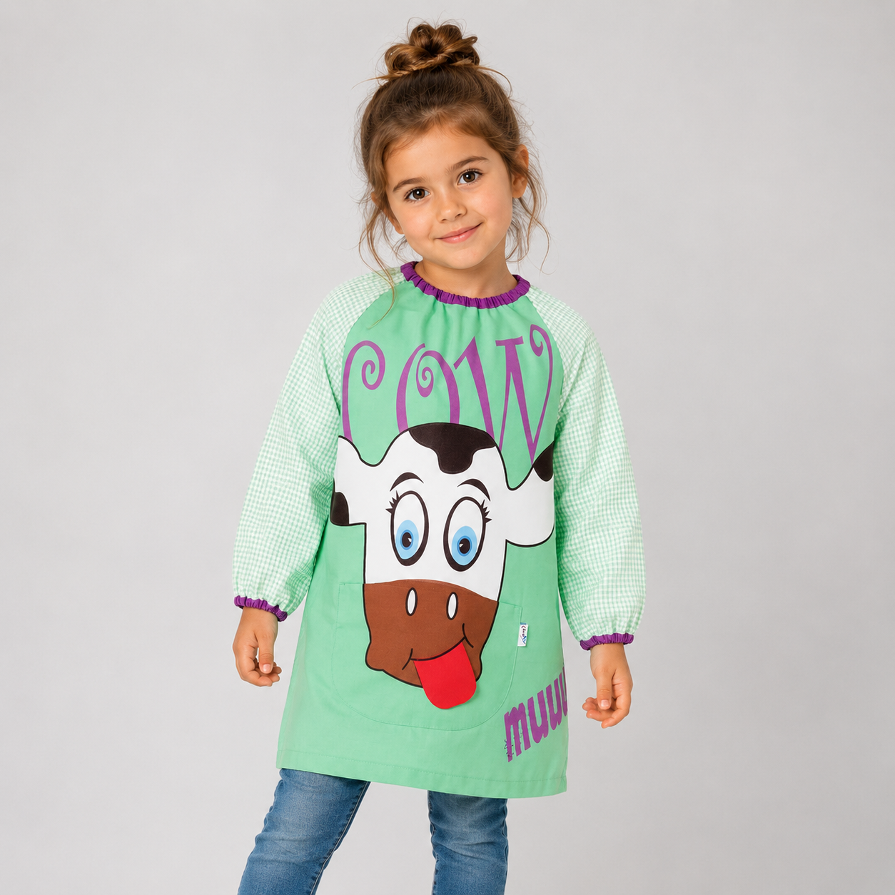 Gary's Baby Colegial Vaca tablier école vichy bleu taille 6