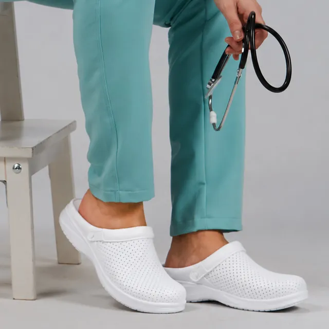 Gary's Sabot Travail Cuir Blanc Semelle Antidérapante 44