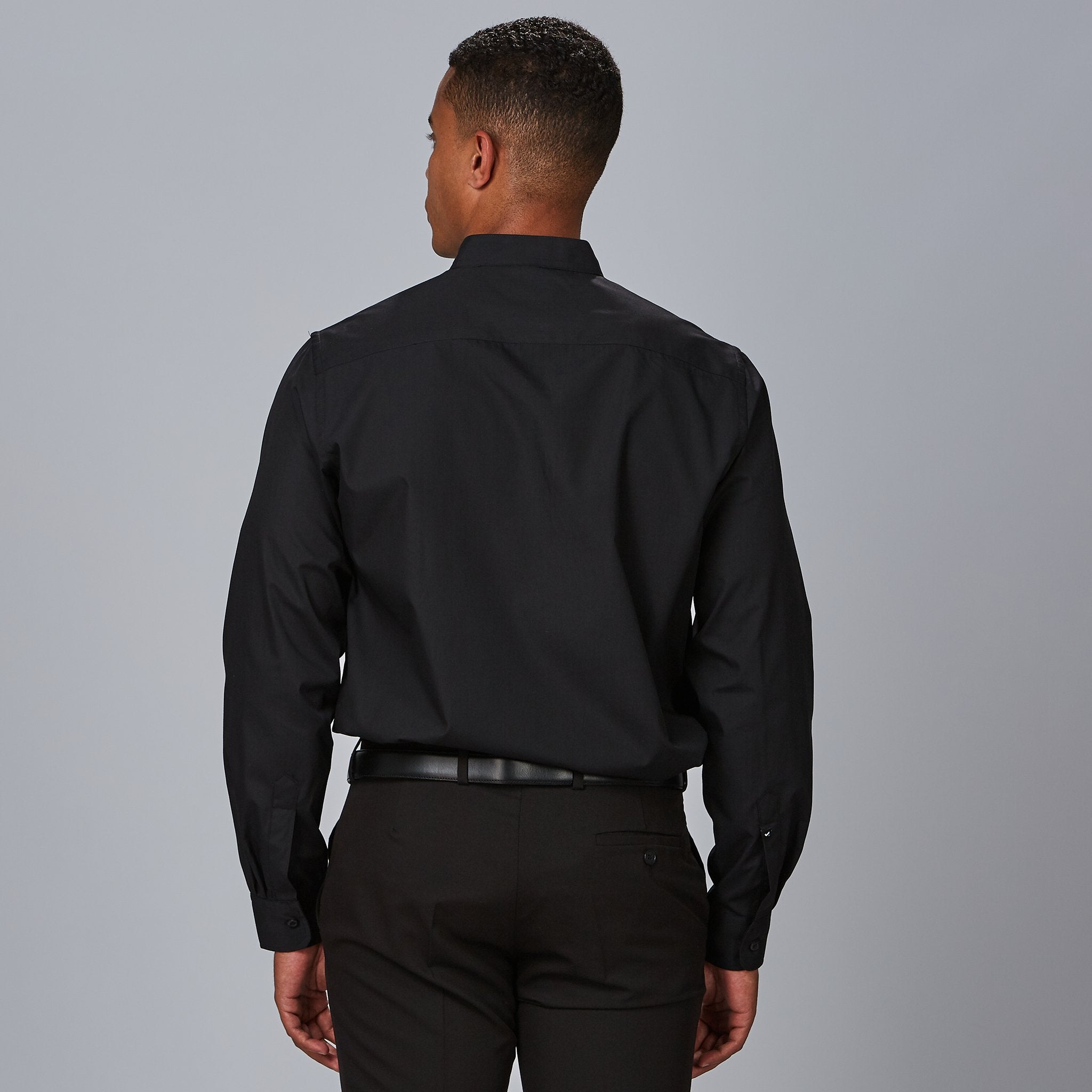 Gary's Shirts chemise homme col mao noire manches longues
