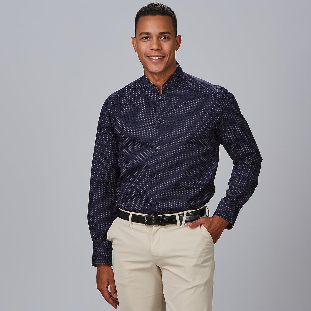 Gary's Orazio 260027 Chemise slim marine pois coton