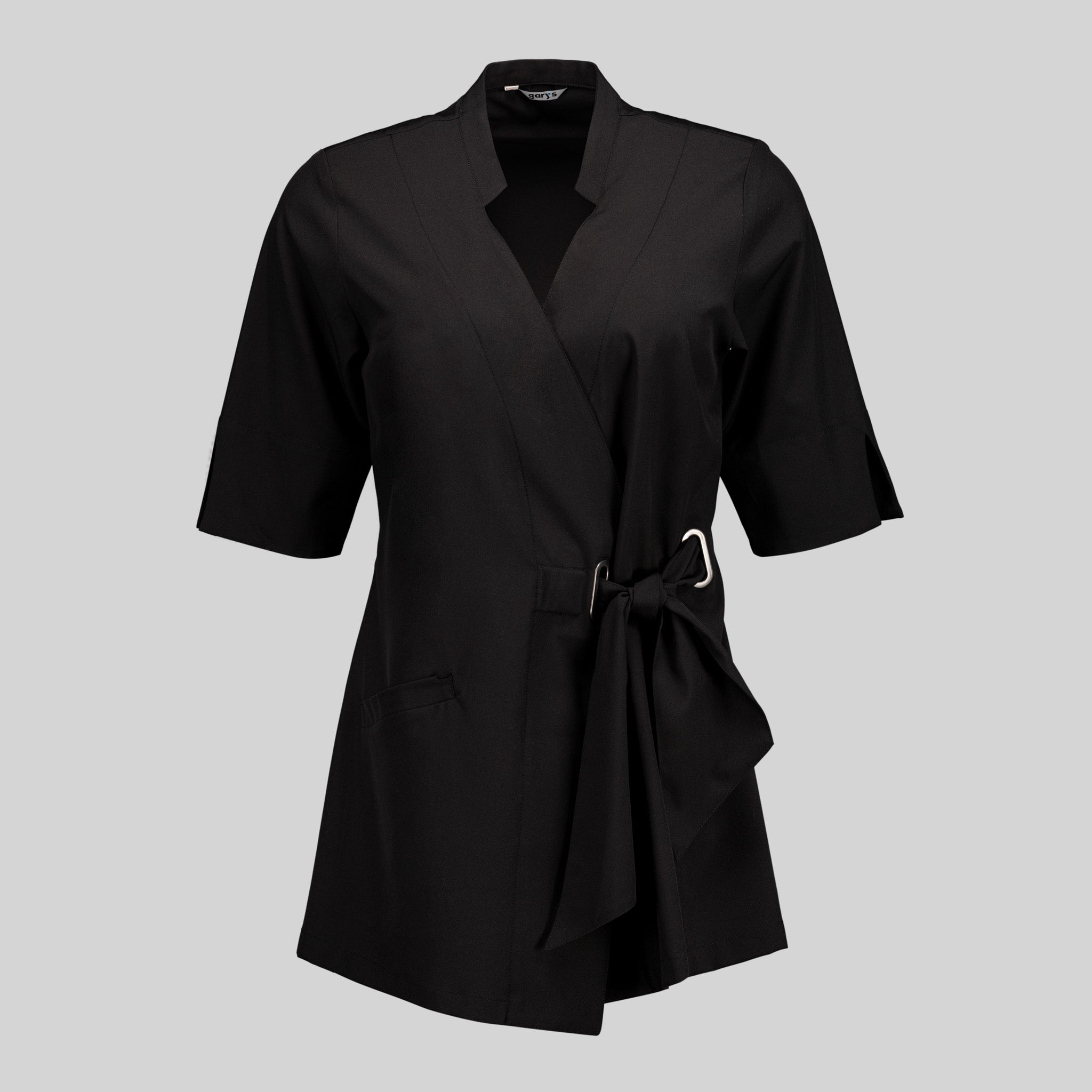 GARY'S Bugula blouse travail croisée noire manches 3/4