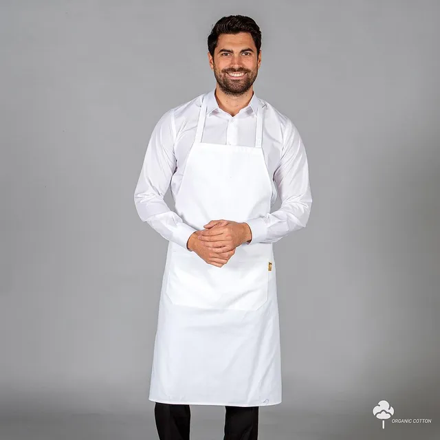 Gary's Tablier Bavette Coton Bio 91x74cm Blanc Poche