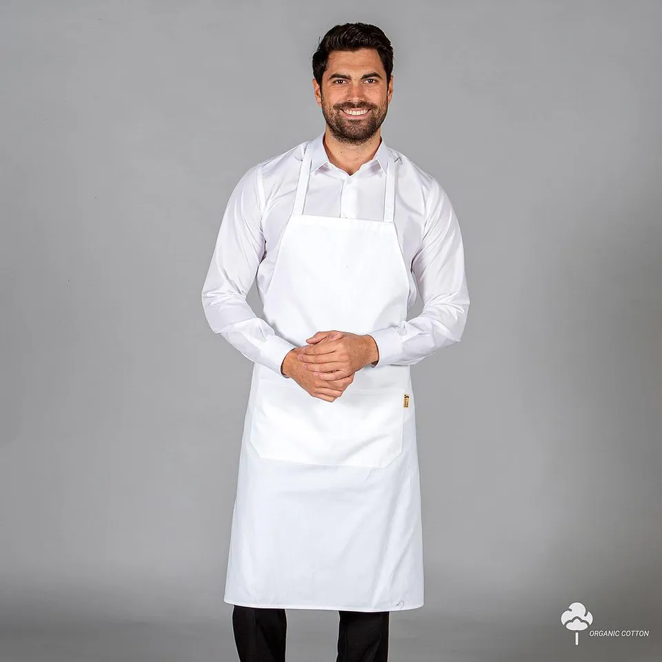 Gary's Tablier Bavette Coton Bio 91x74cm Blanc Poche