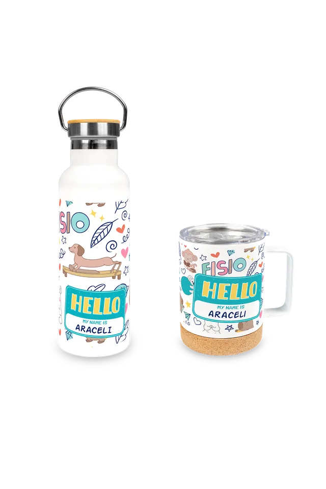 Enfermania Animalitos Fisio pack gourde tasse acier