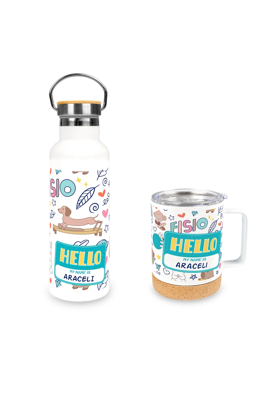 Enfermania Animalitos Fisio pack gourde tasse acier