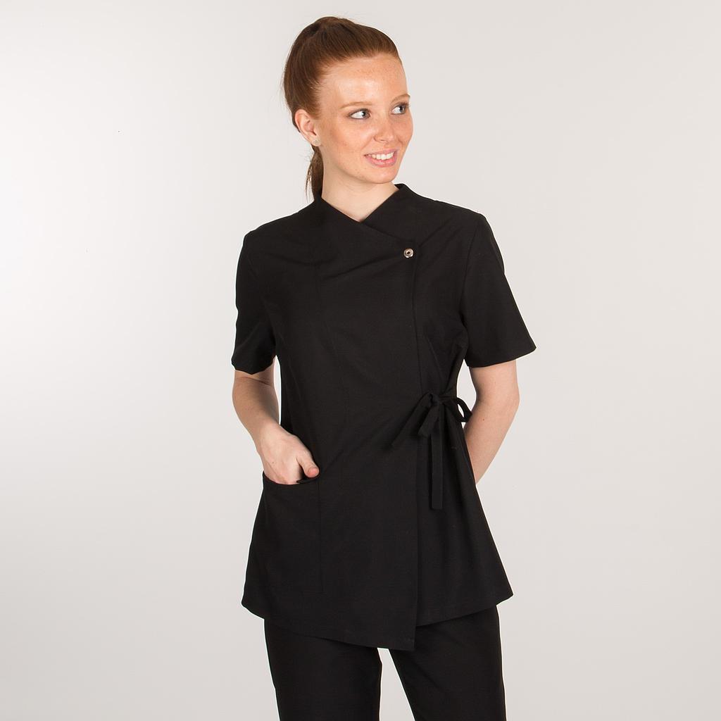 GARY'S Bali blouse femme microfibre noire manches courtes spa