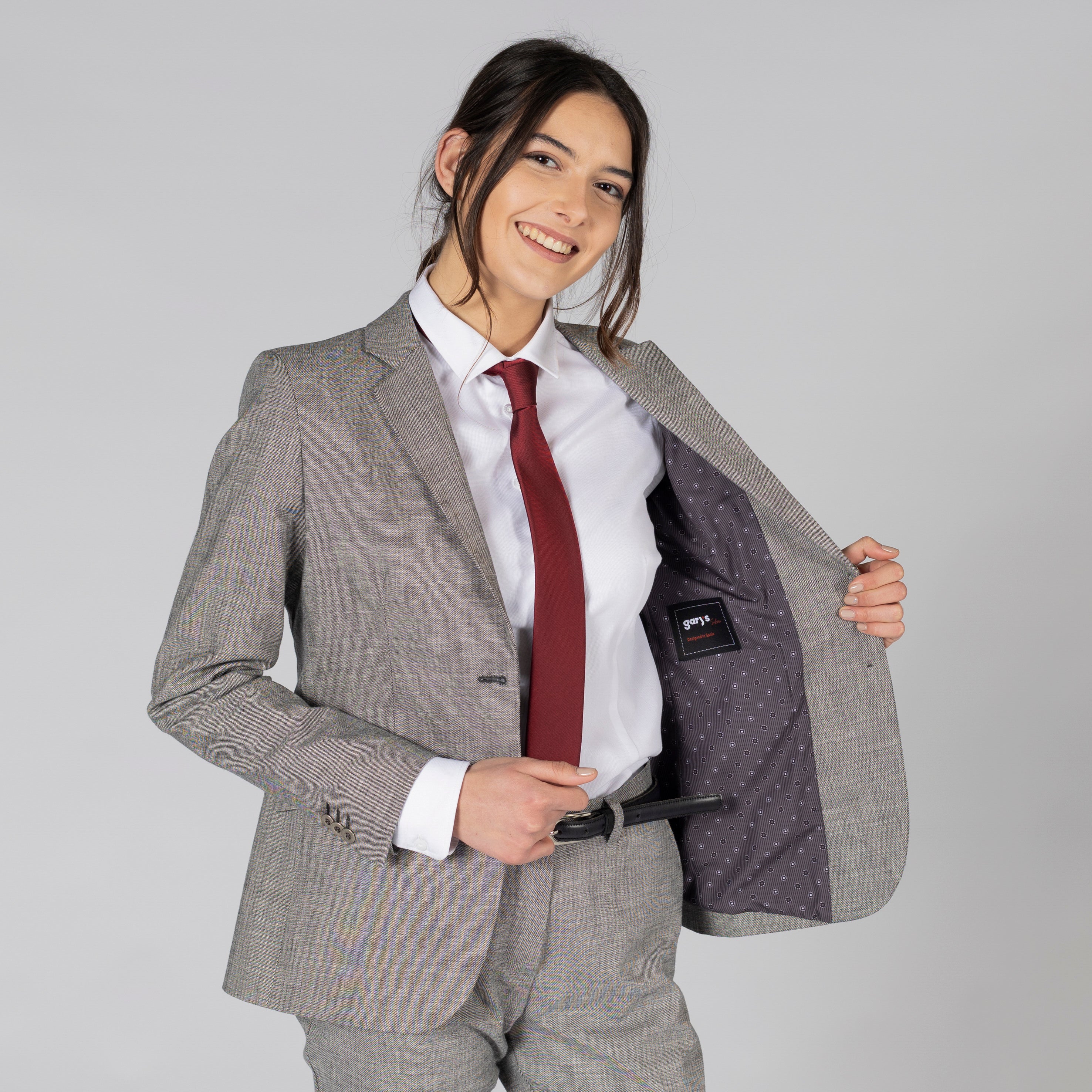 GARY'S Blazer Femme Cheviot gris veste tailleur