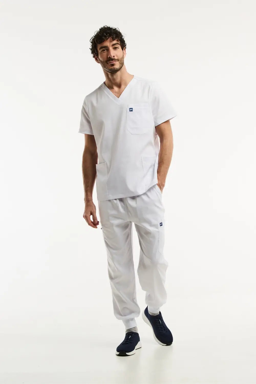 Aelin LUCA Jogger Tenue Médicale Homme Blanc Stretch