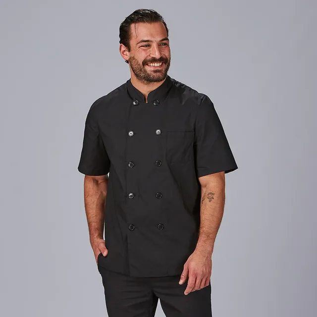 GARY'S Chef Jackets veste cuisine popeline noire S/S manches courtes