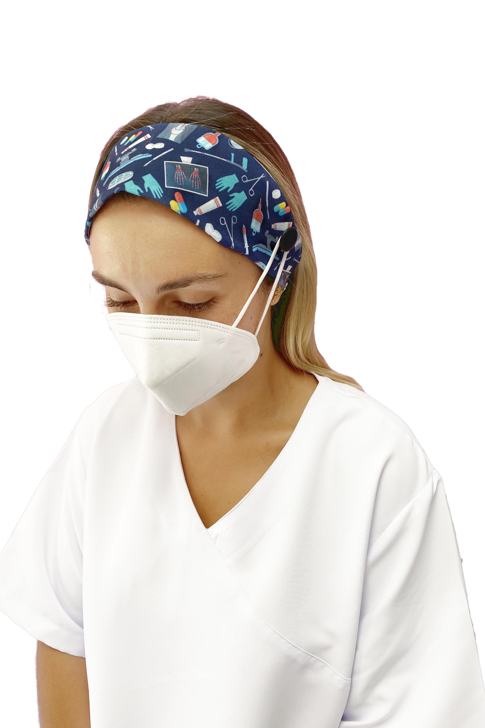 Enfermania Accesorios bandeau à boutons coton imprimé