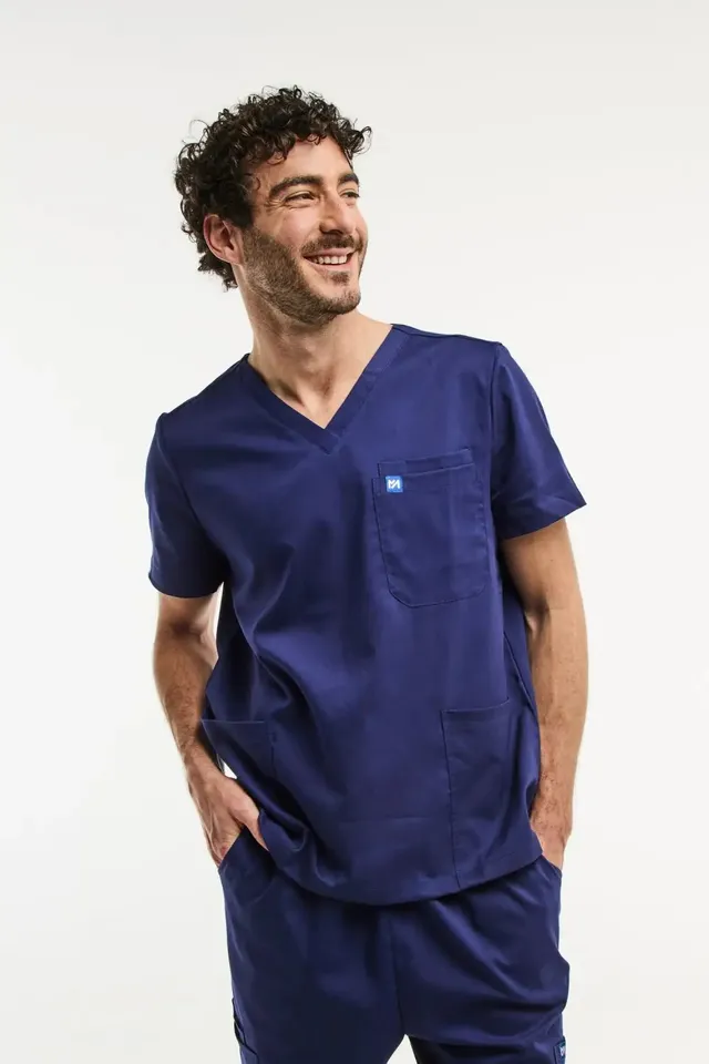 Aelin LUCA Tunique médicale homme Bleu Marine col V