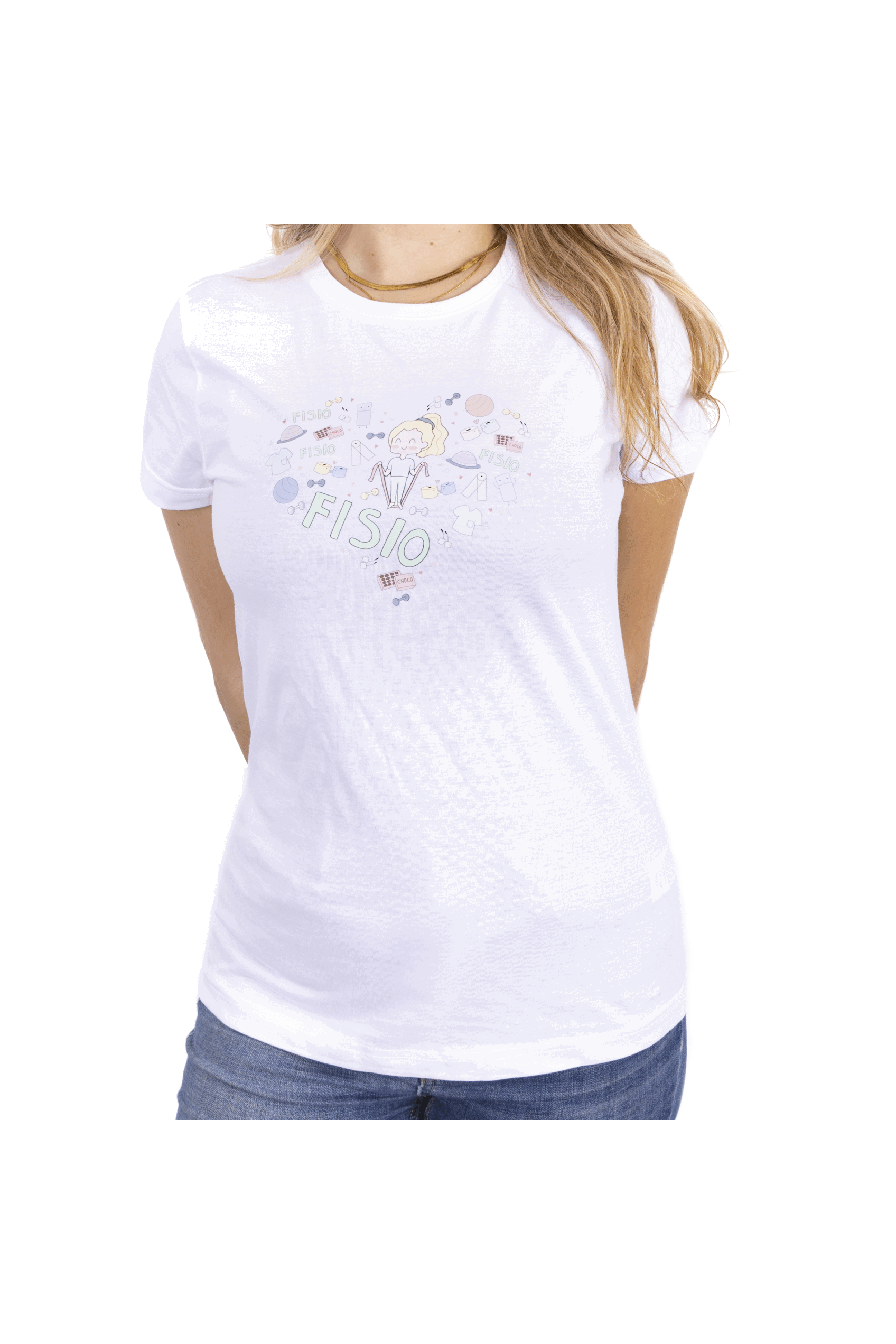 Enfermania Ropa t-shirt femme Fisio Cœur blanc coton