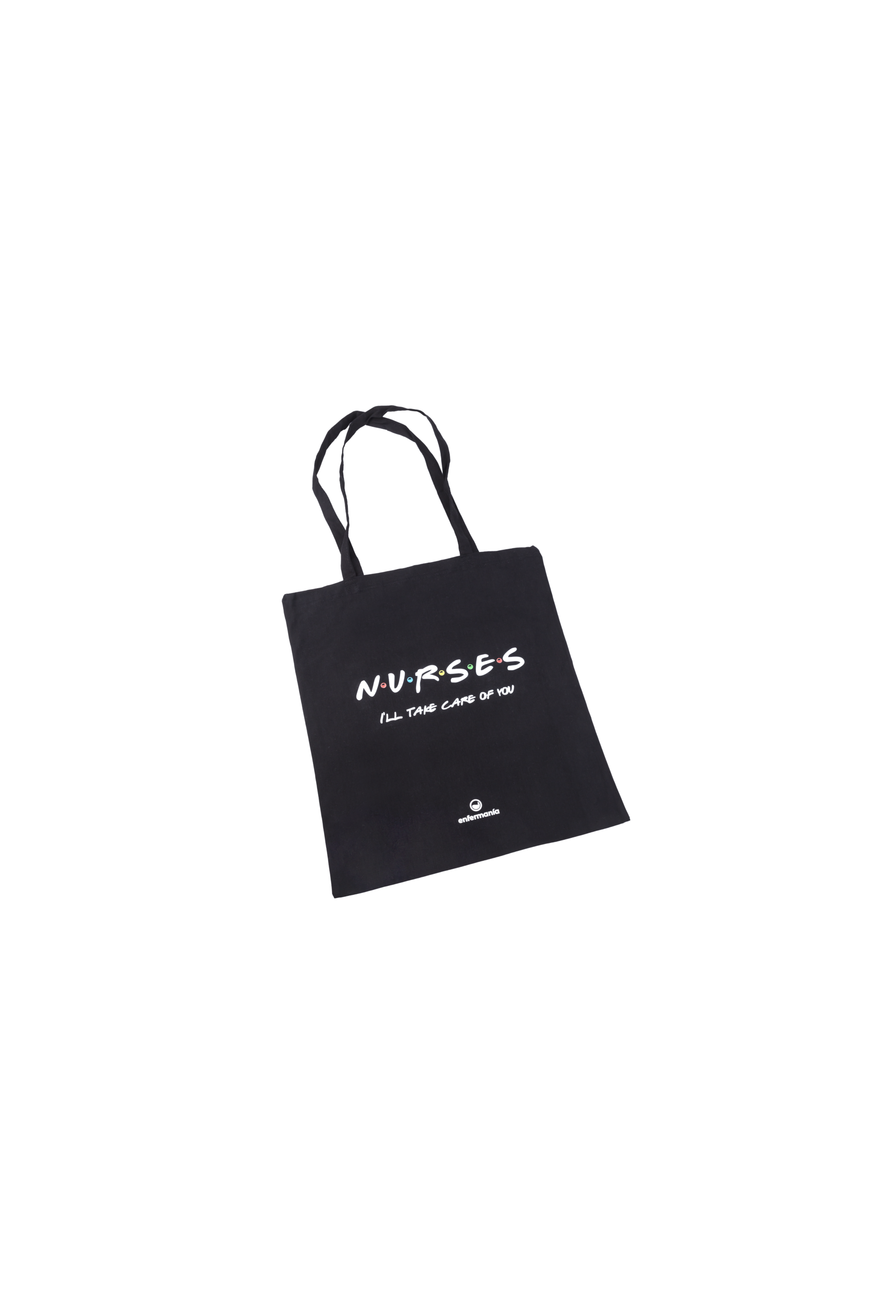 Enfermania tote bag noir imprimé coton 37x40 cm