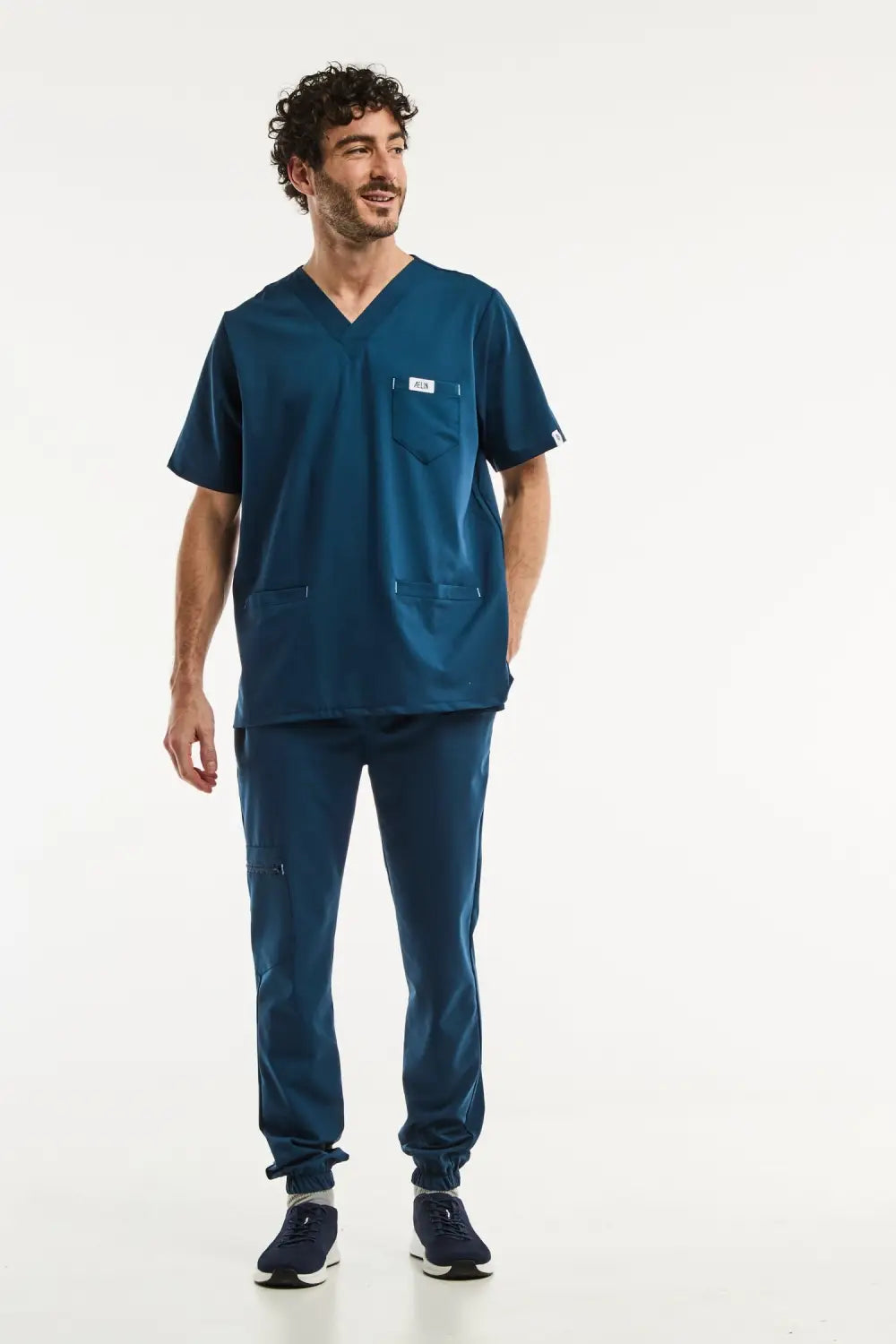 Aelin Slimfit New Tenue médicale homme bleu turquoise 6 poches