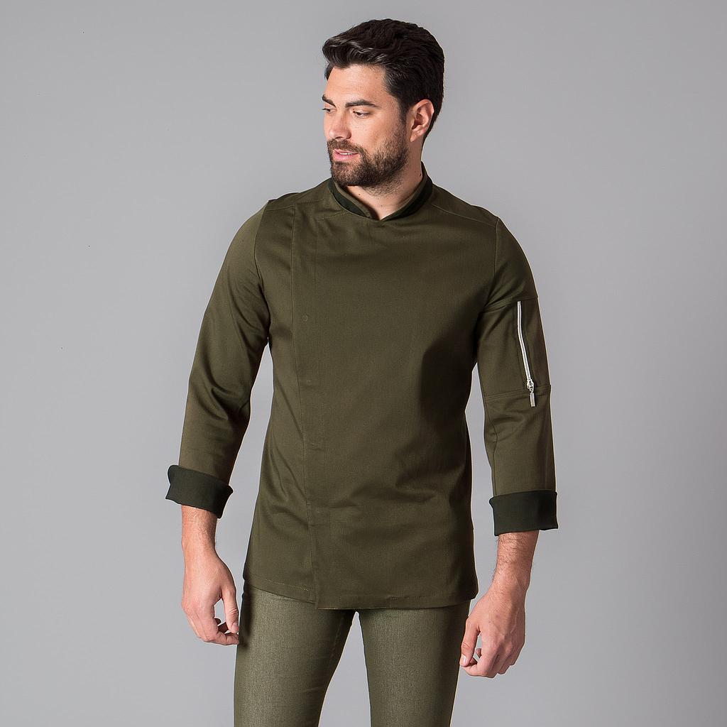 Gary's Duran veste cuisine unisexe kaki stretch