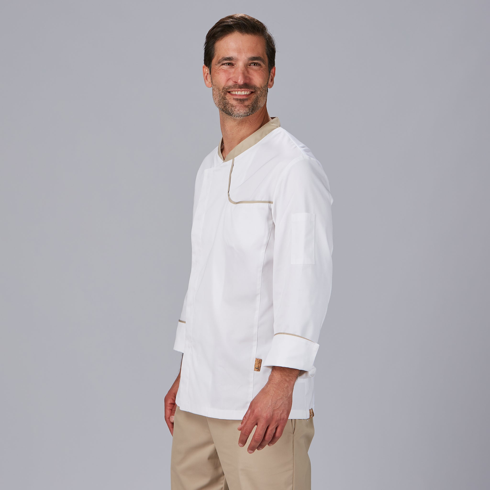 Gary's Otero veste cuisine homme gris perla coton bio