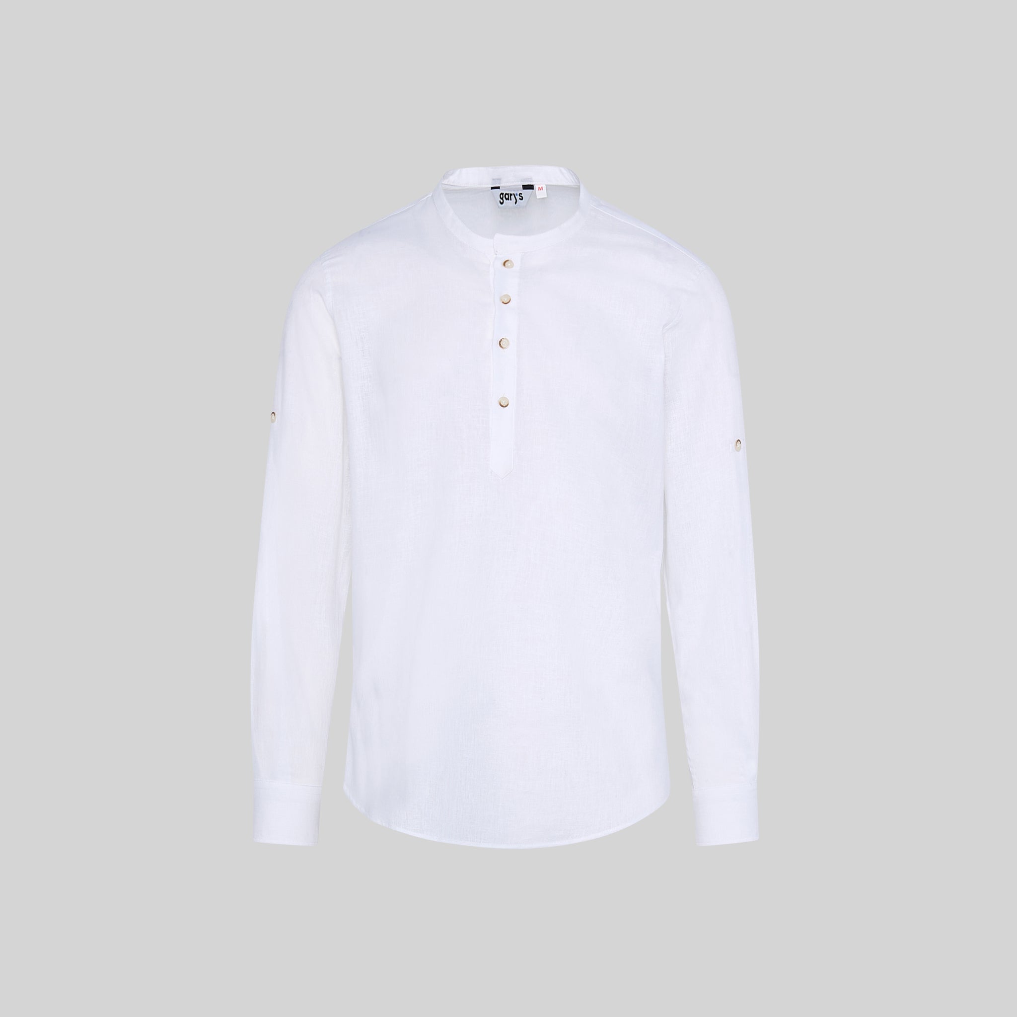 GARY'S Tiwi chemise homme lin coton col mao blanc