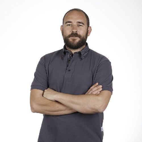 GARY'S Polo homme manche courte gris à rayures