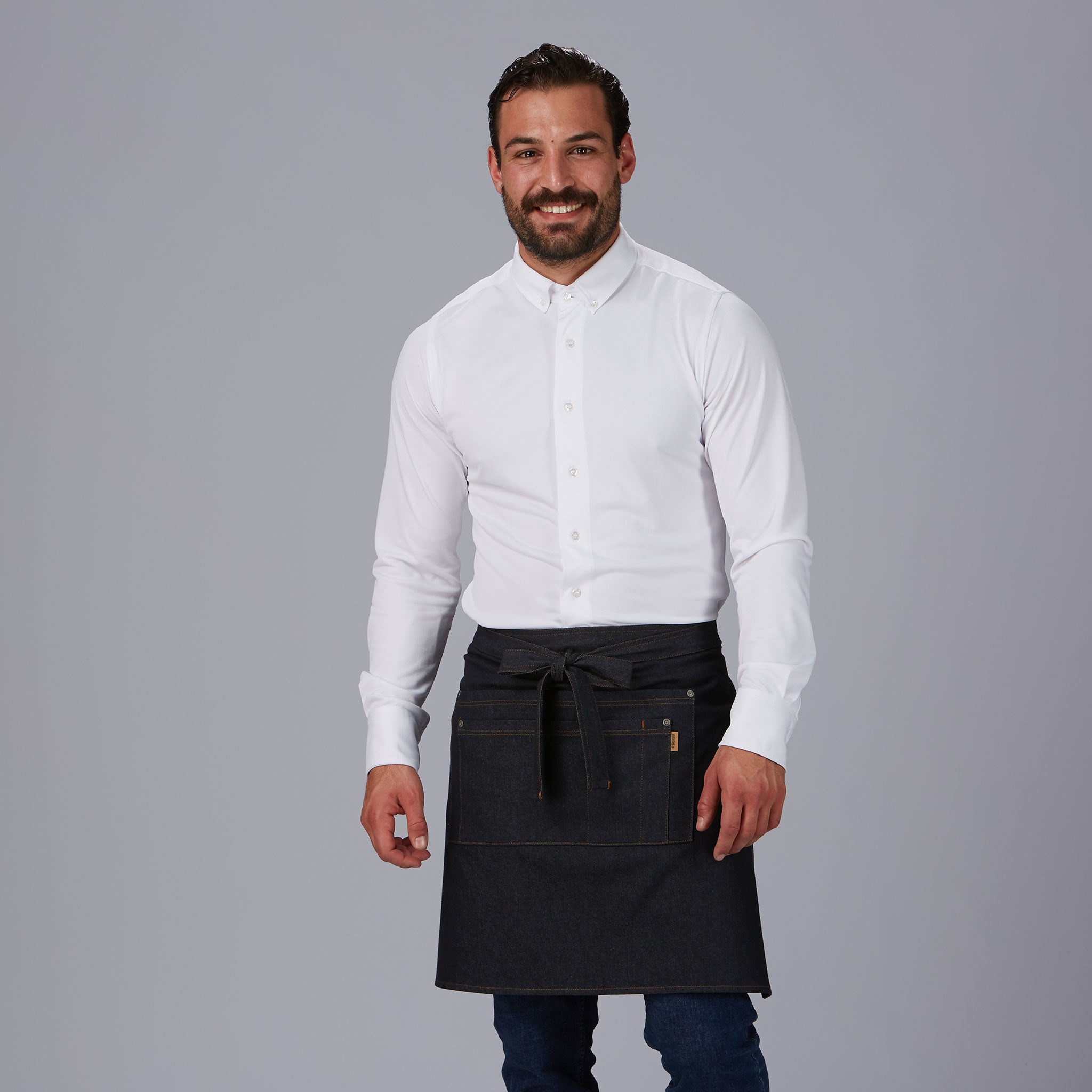 GARY'S Aprons Jordania tablier court denim noir TU