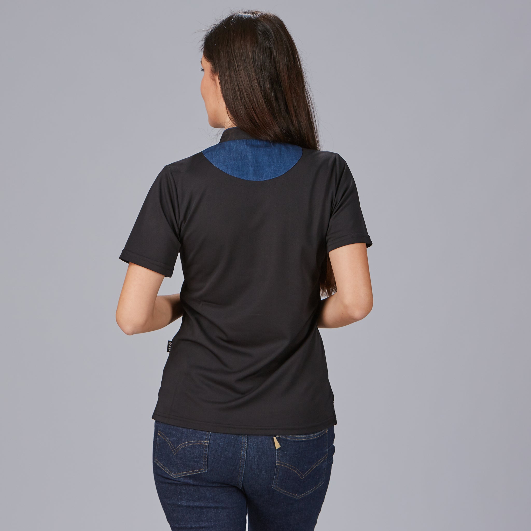 GARY'S Polo Woman Grandad polo travail femme noir Coolmax