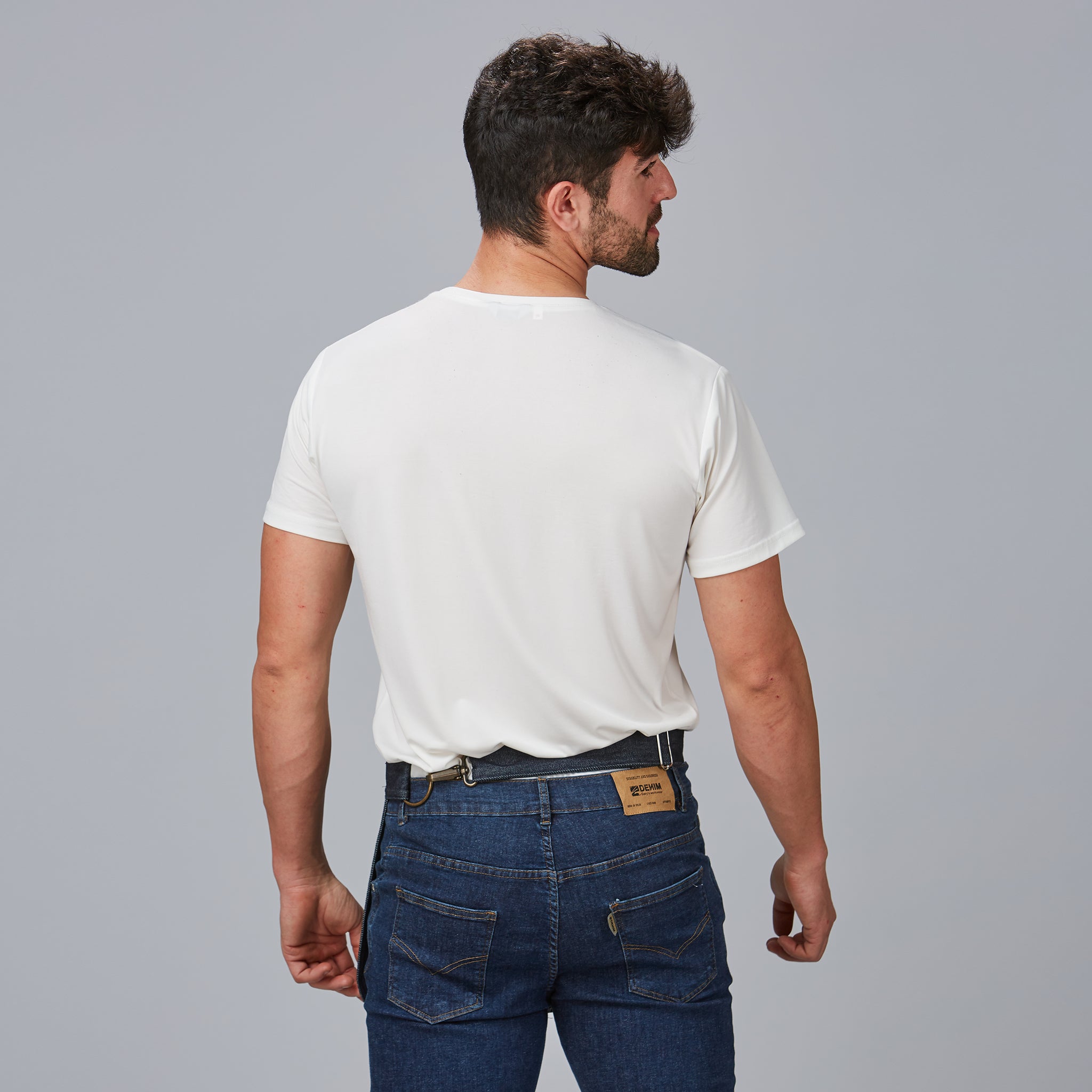 Gary's Aprons tablier court jean cuir 30x42 marine UD